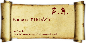 Pascus Miklós névjegykártya